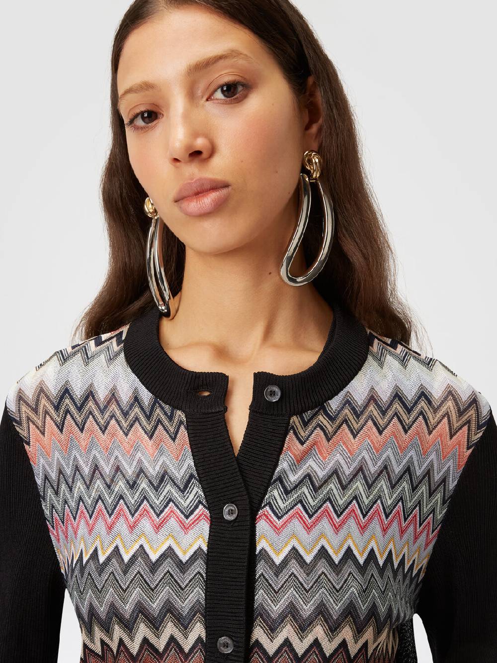 M Missoni Cardigan corto in viscosa chevron Sconti VIP