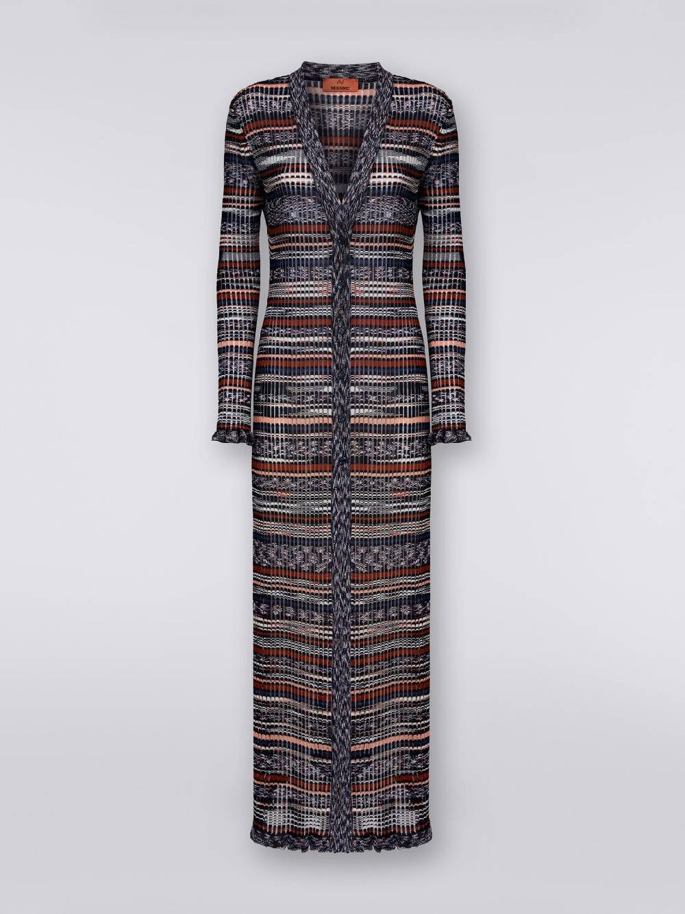 M Missoni Cardigan lungo a costine in viscosa fiammata Prezzo basso