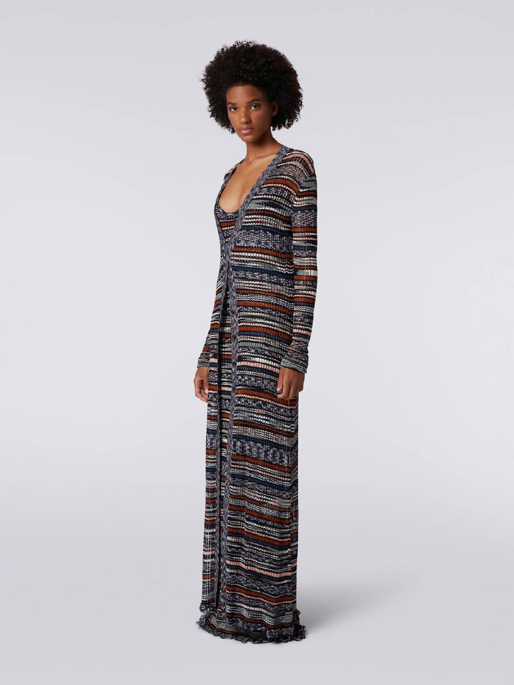 M Missoni Cardigan lungo a costine in viscosa fiammata Prezzo basso