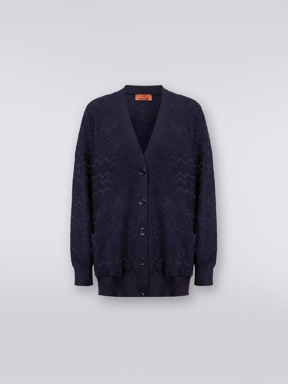 M Missoni Cardigan oversize in maglia di viscosa e lana chevron Offerta settimanale