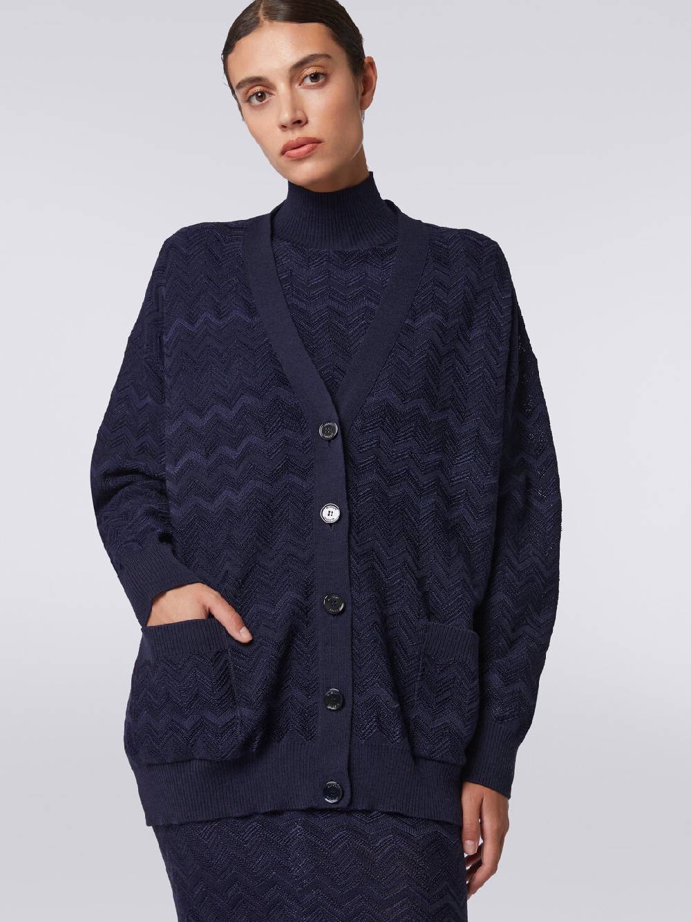 M Missoni Cardigan oversize in maglia di viscosa e lana chevron Offerta settimanale