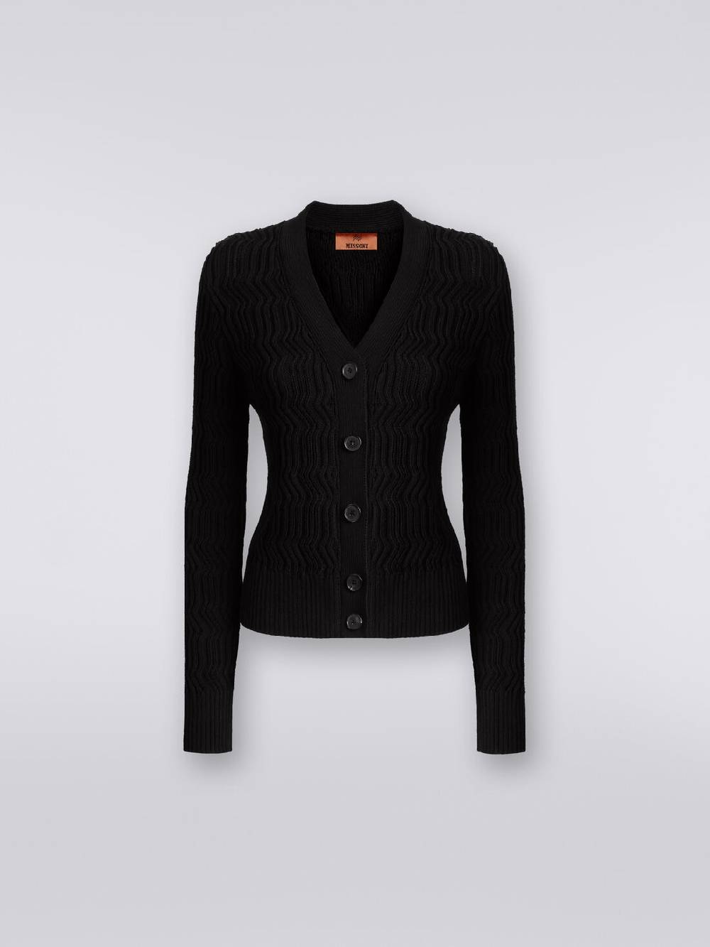 M Missoni Cardigan in cotone con nervature verticali a rilievo