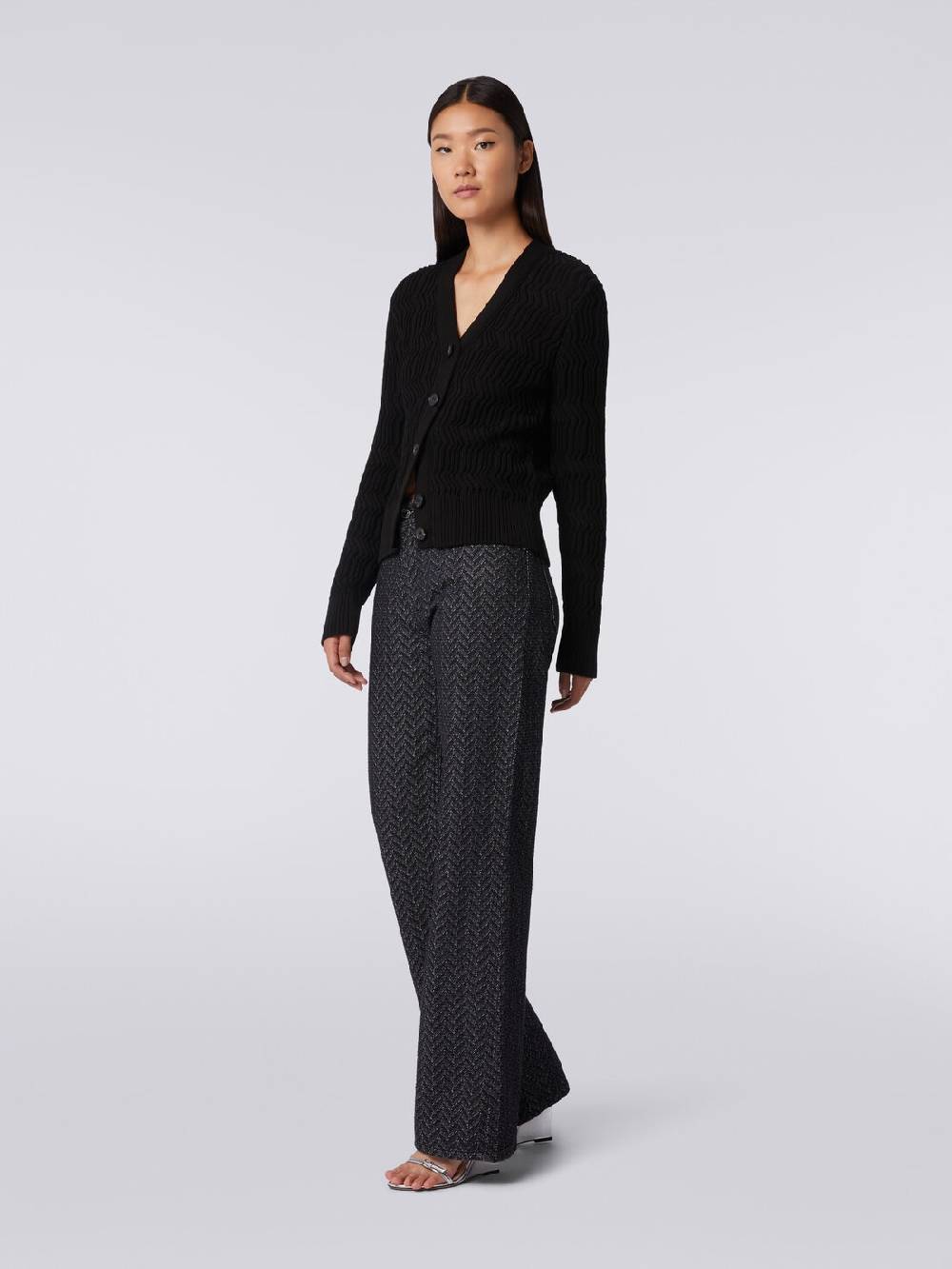 M Missoni Cardigan in cotone con nervature verticali a rilievo Ritorno libero