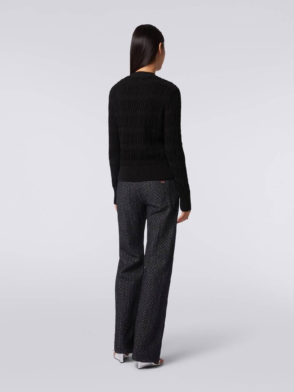 M Missoni Cardigan in cotone con nervature verticali a rilievo Ritorno libero