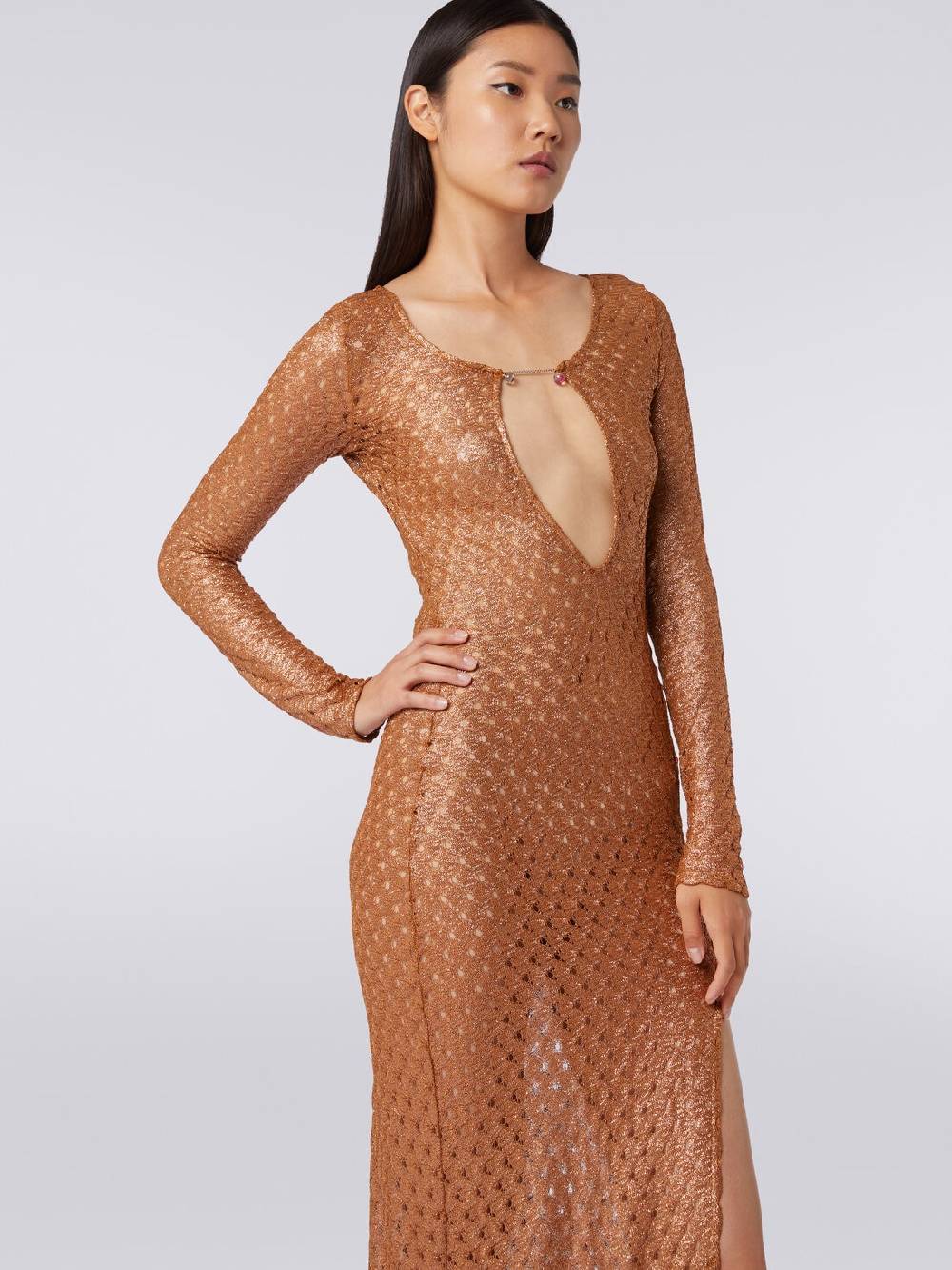 M Missoni Abito lungo effetto pizzo con scollatura a V e applicazioni Ultimi tre giorni