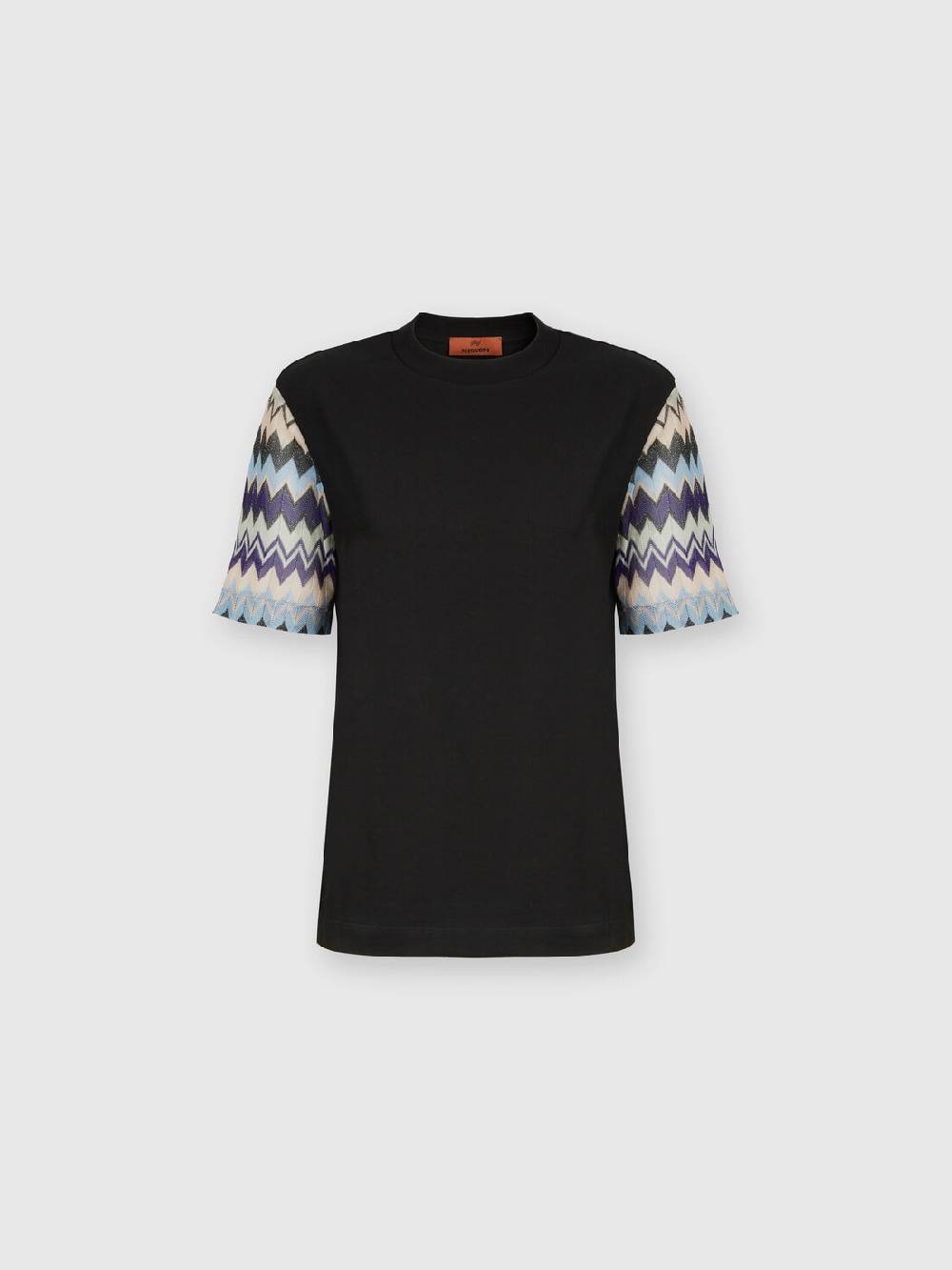 M Missoni T-shirt in jersey di cotone con maniche in maglia zig zag Sostegno trimestrale