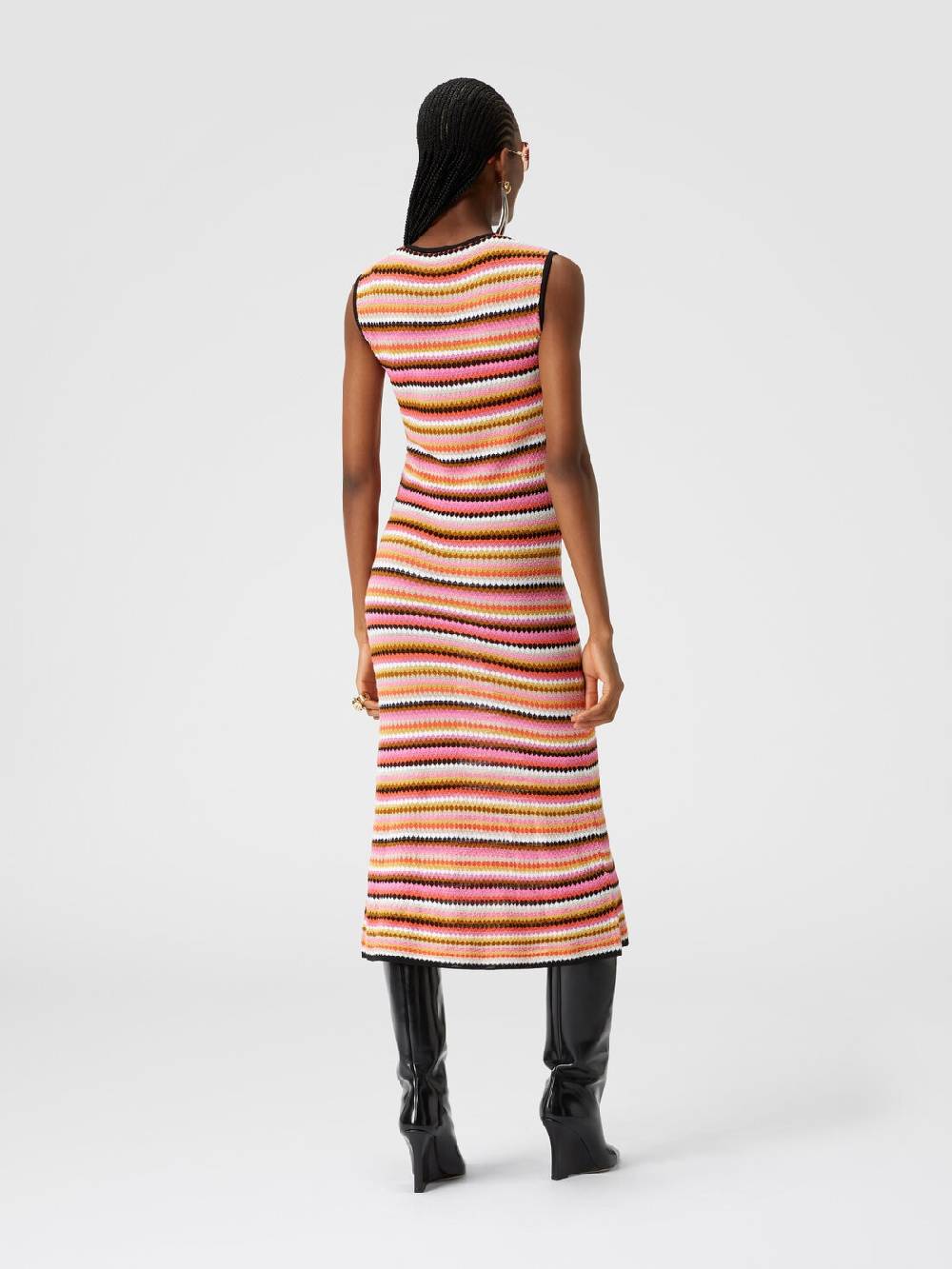 M Missoni Abito midi senza maniche in lana e viscosa a righe Fino al 55% di sconto