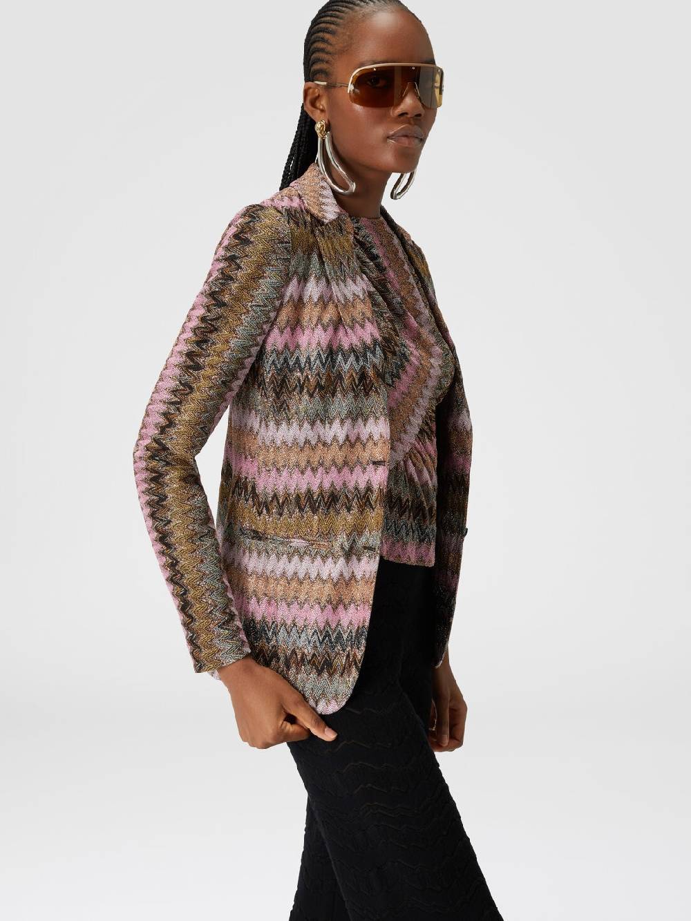 M Missoni Blazer in maglia di viscosa chevron lamé Solo un giorno rimasto
