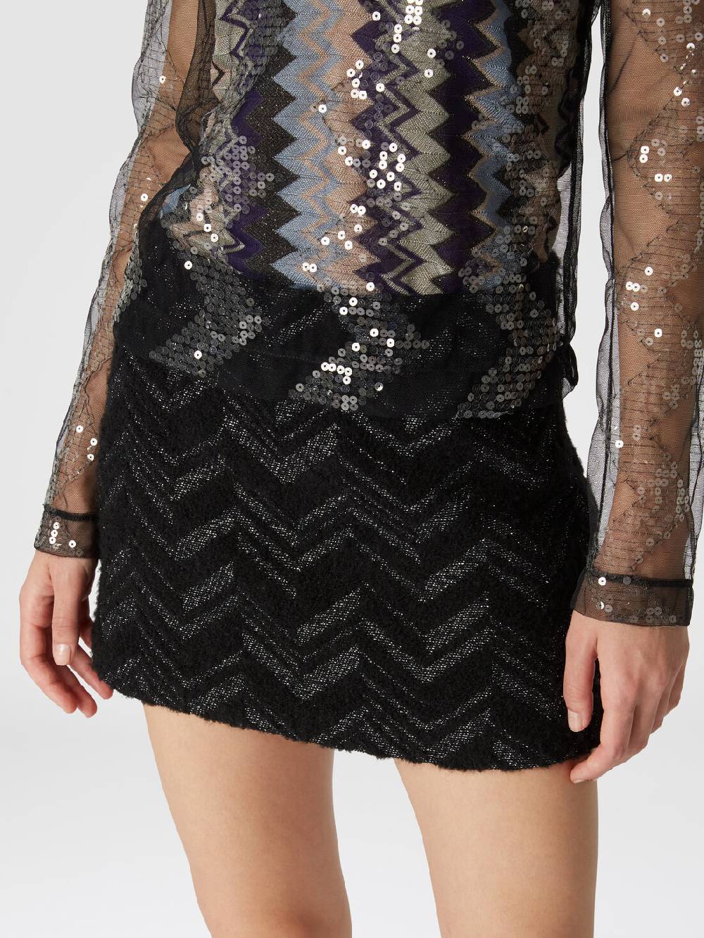M Missoni Minigonna bouclé con motivo chevron lamé Trasporto libero internazionale