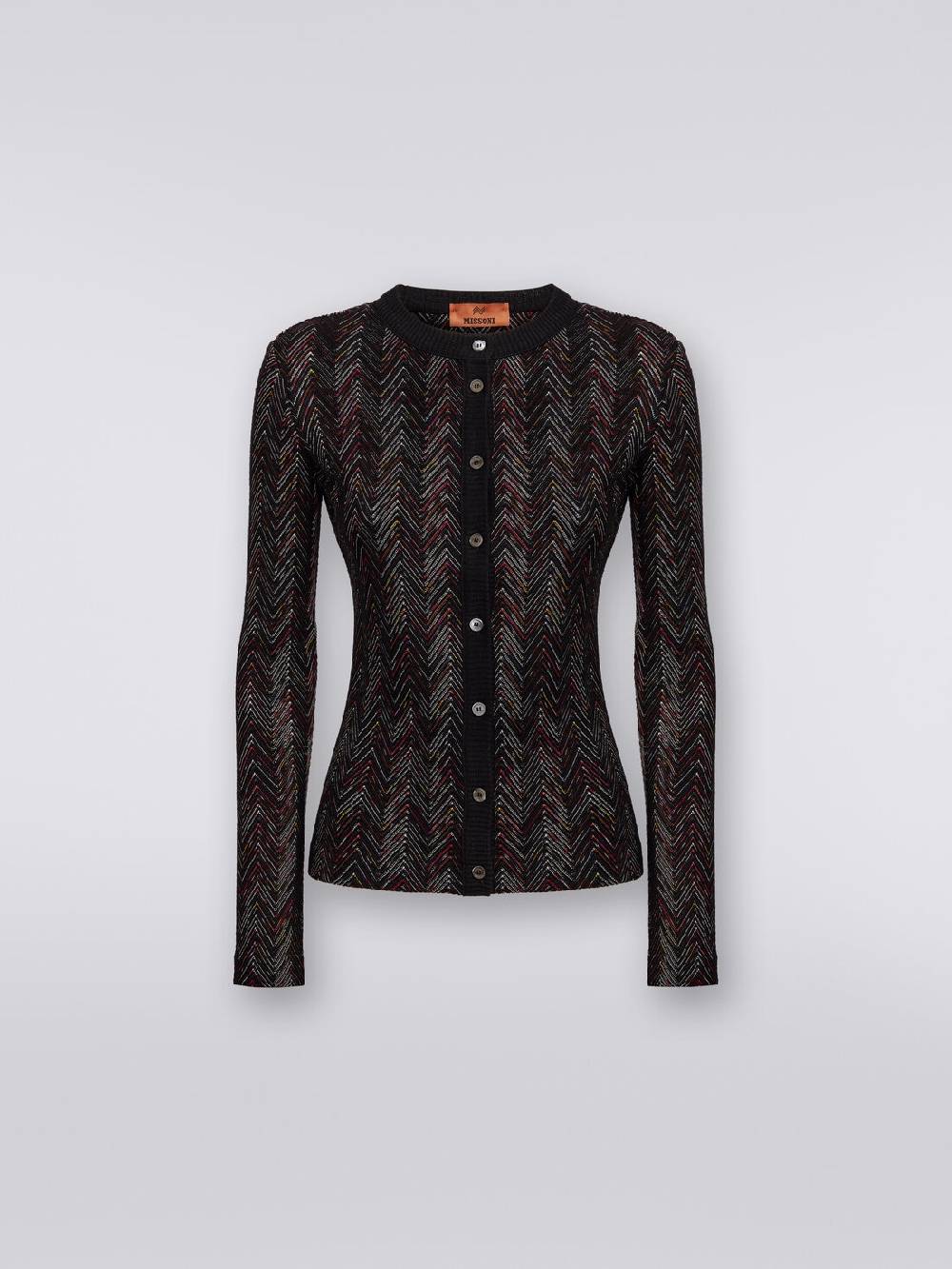 M Missoni Cardigan corto in maglia di lana e viscosa con zig zag in rilievo Officina