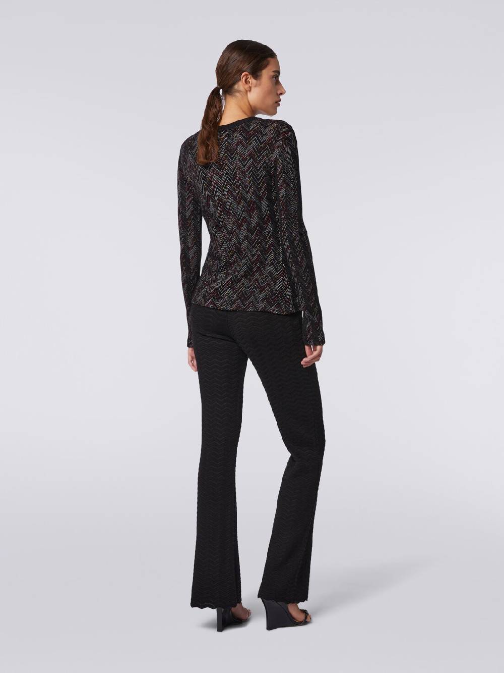 M Missoni Cardigan corto in maglia di lana e viscosa con zig zag in rilievo Officina