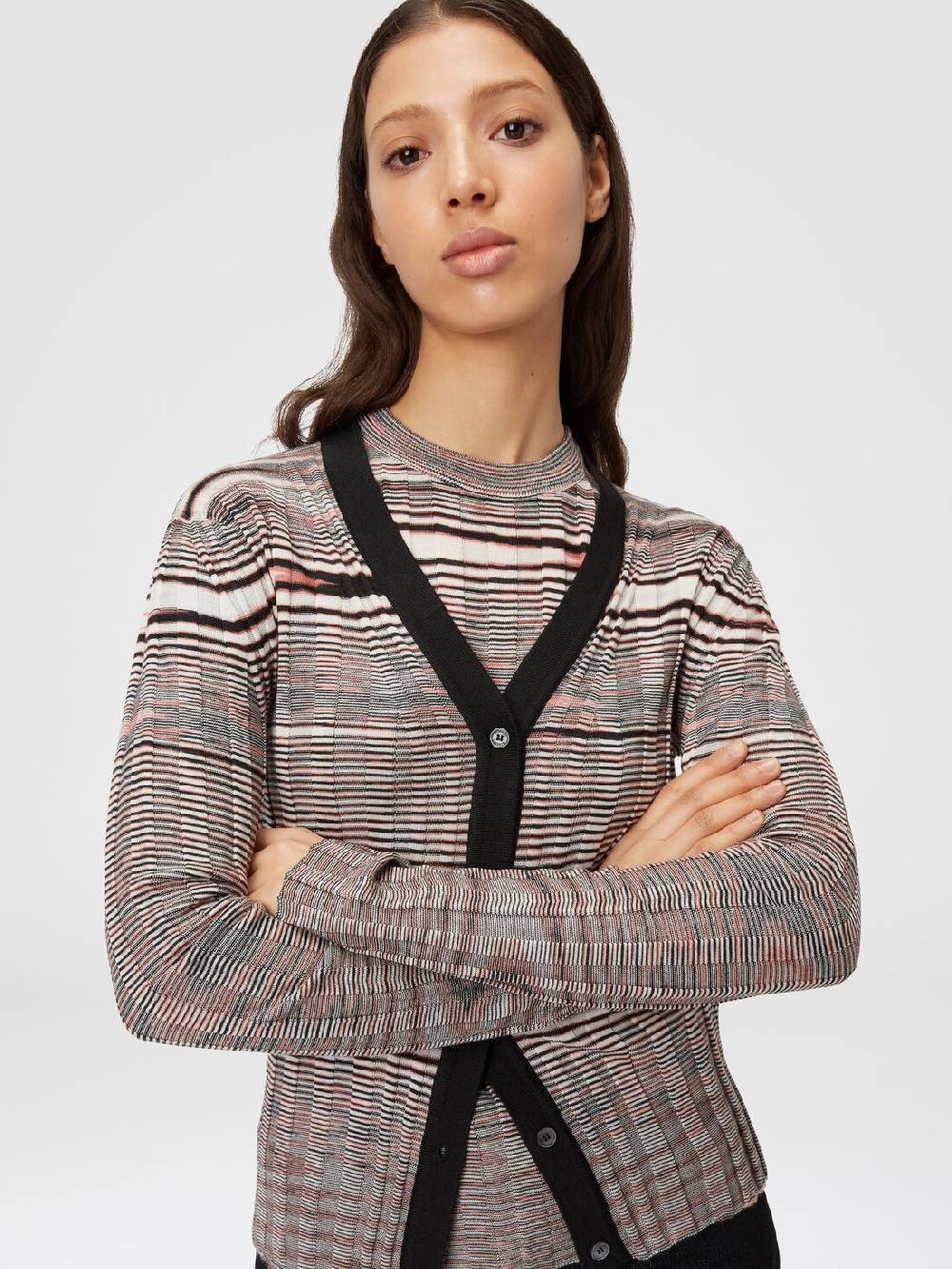 M Missoni Cardigan a costine in cashmere e seta fiammata Black Friday Prezzi