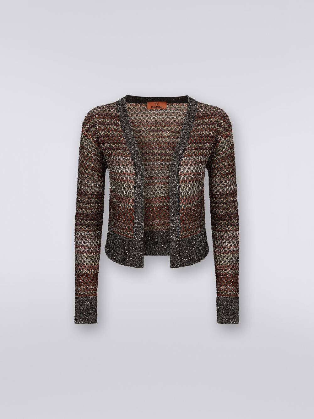 M Missoni Cardigan corto in maglia a rete con paillettes 2025