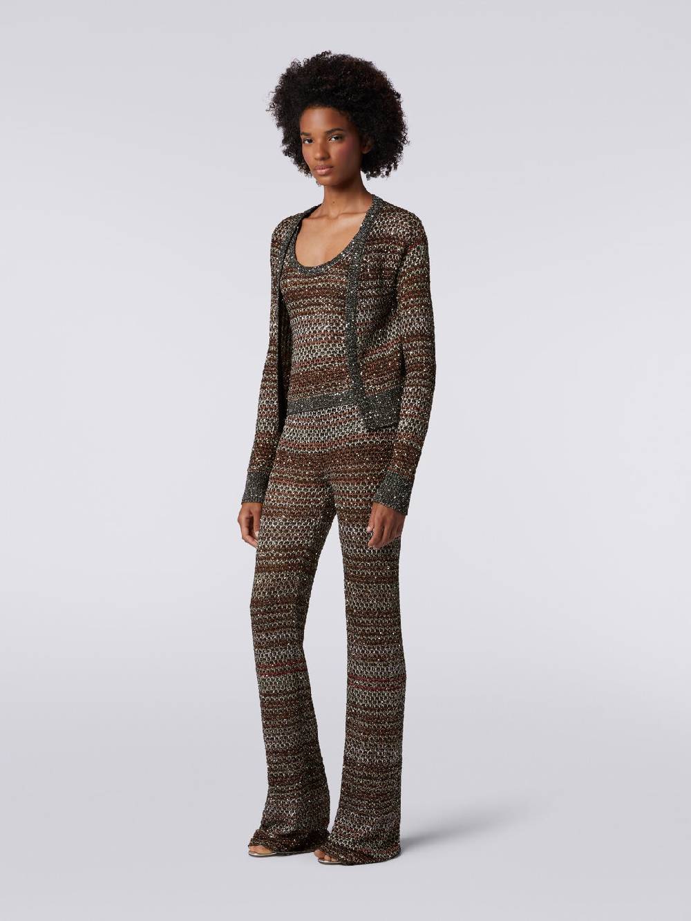 M Missoni Cardigan corto in maglia a rete con paillettes 2025