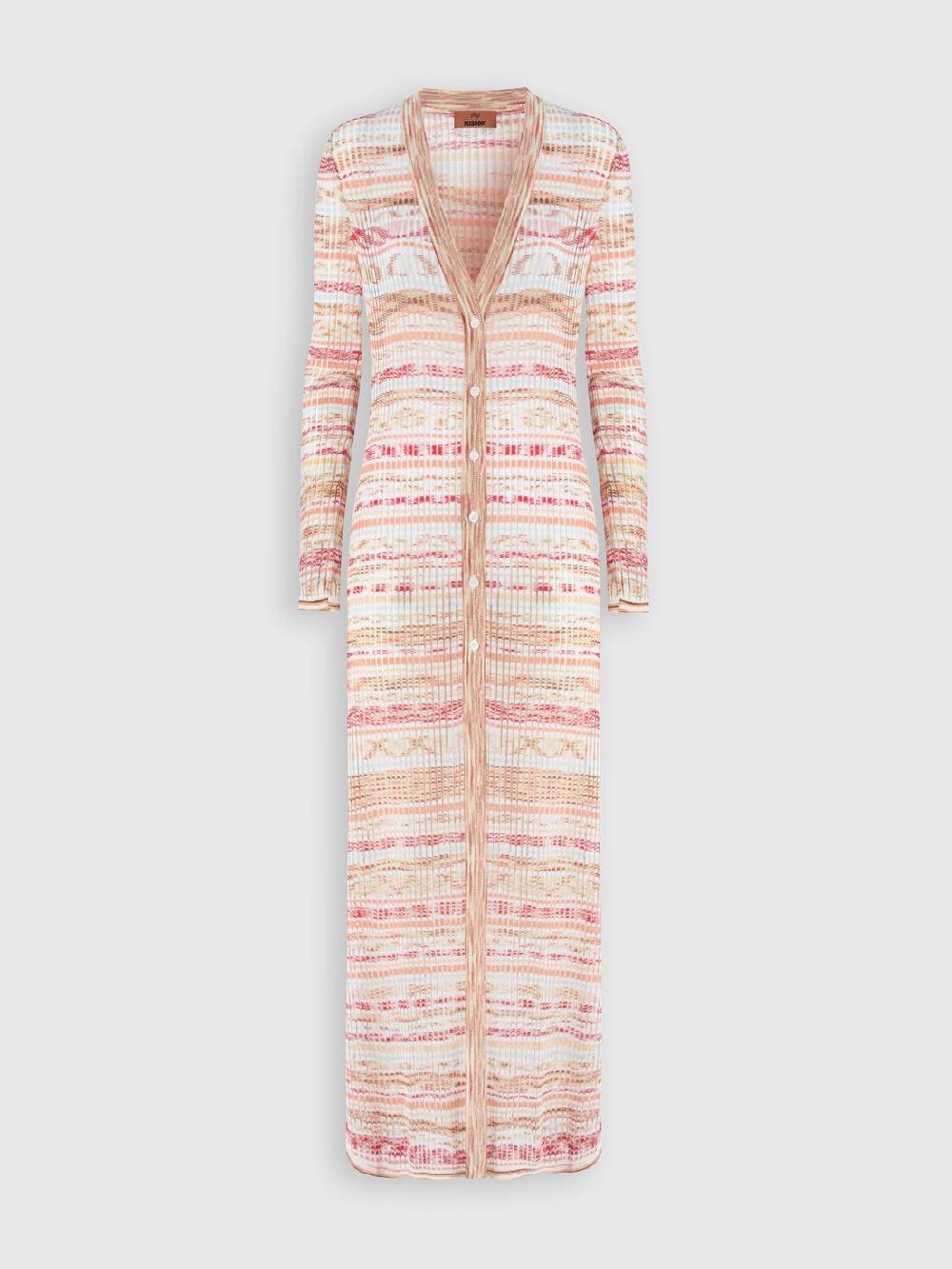 M Missoni Cardigan lungo a costine in viscosa fiammata Italy