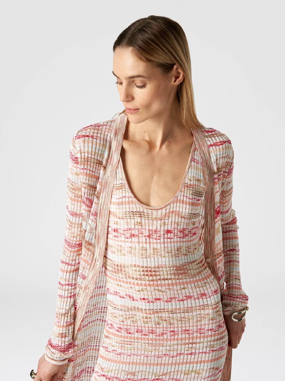 M Missoni Cardigan lungo a costine in viscosa fiammata Italy