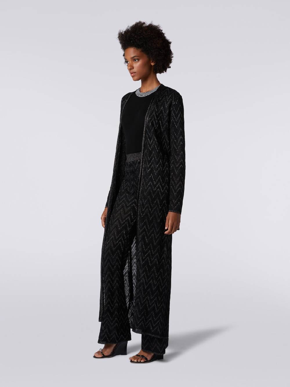 M Missoni Cardigan lungo in maglia chevron con lurex In Linea