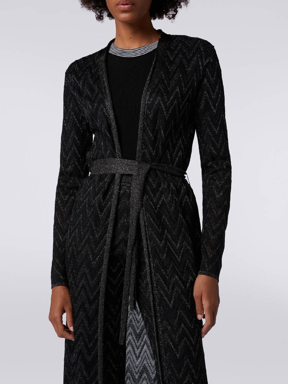 M Missoni Cardigan lungo in maglia chevron con lurex In Linea