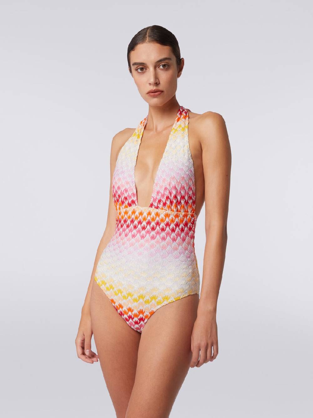 M Missoni Costume intero effetto pizzo dégradé con lurex Nuovo