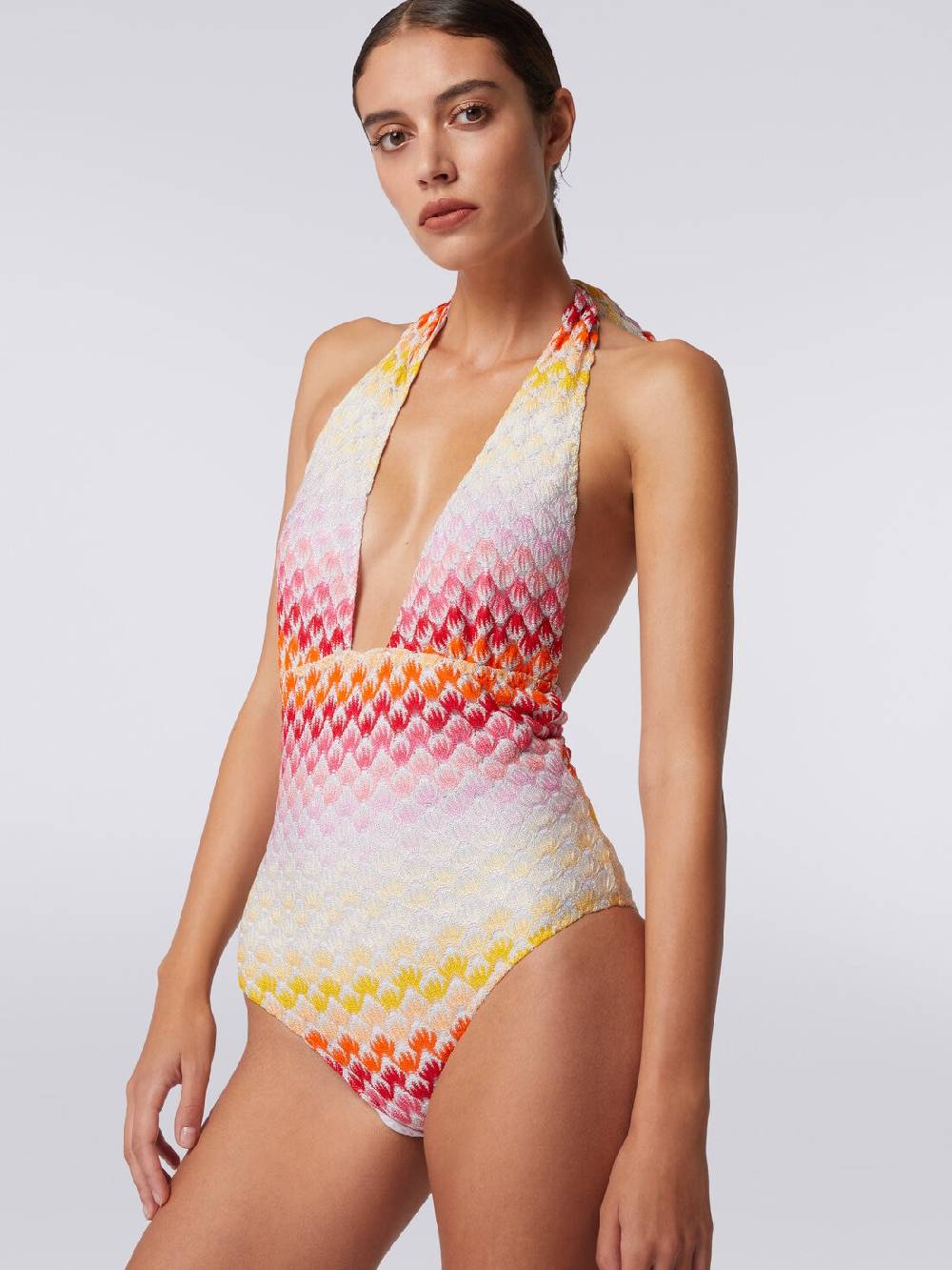 M Missoni Costume intero effetto pizzo dégradé con lurex Nuovo