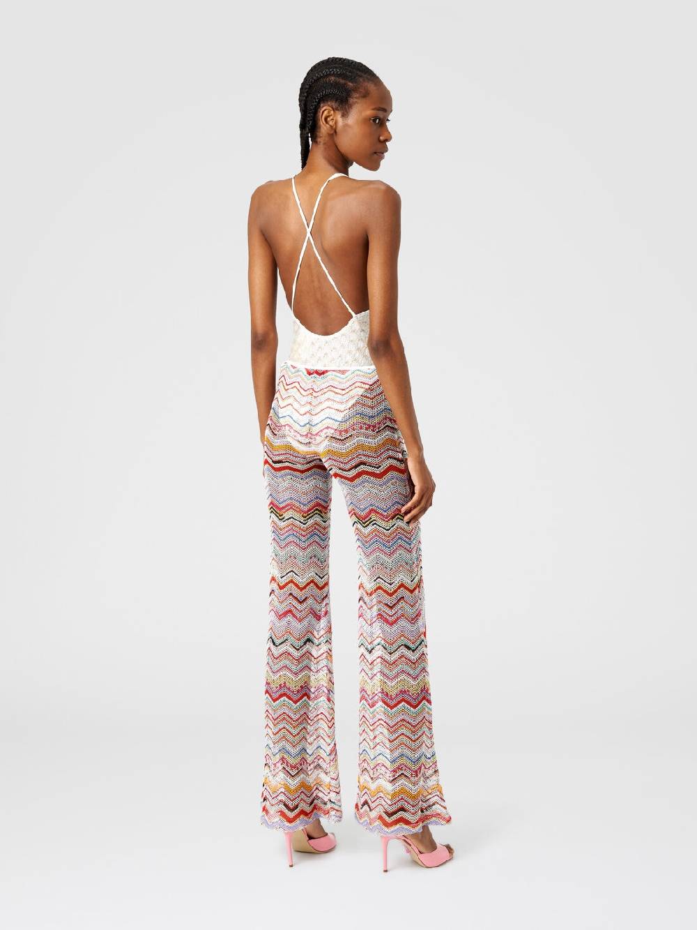 M Missoni Pantaloni svasati in crochet zig zag con lurex Acquista Ora