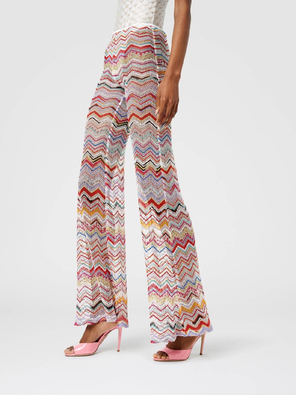 M Missoni Pantaloni svasati in crochet zig zag con lurex Acquista Ora