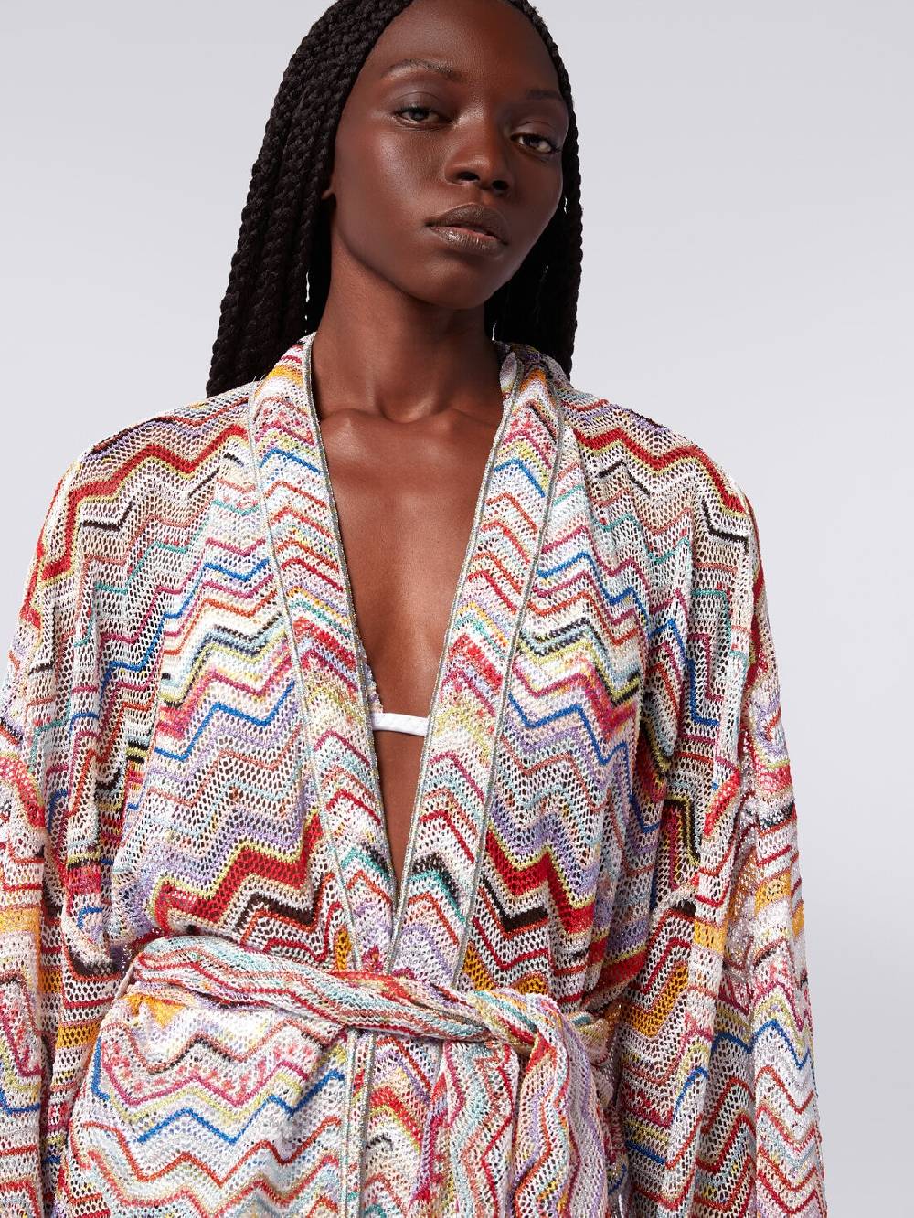 M Missoni Copricostume a vestaglia in crochet zig zag con lurex Consegna Veloce