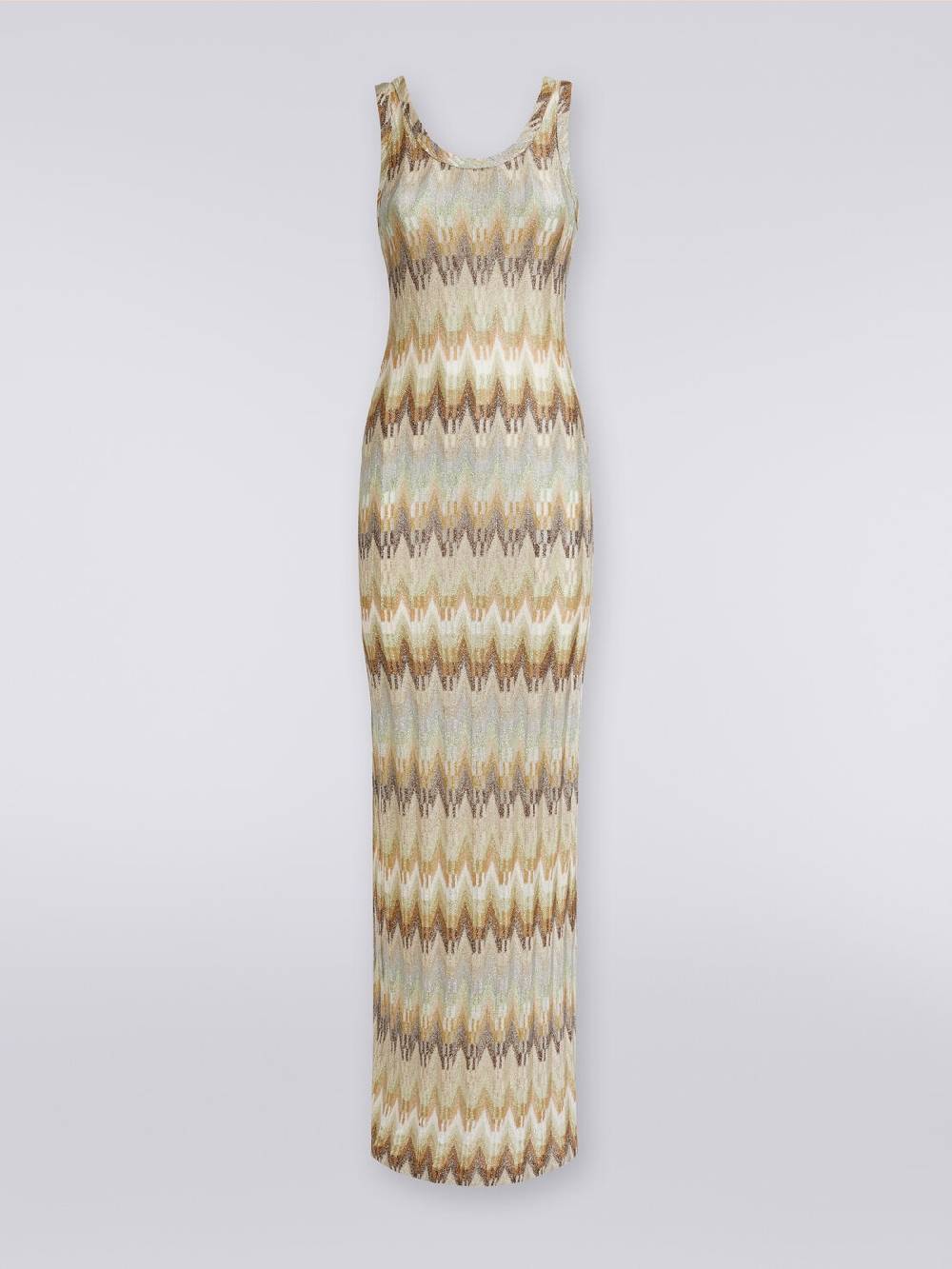M Missoni Abito lungo smanicato in viscosa zig zag con lurex Fino Al -60%