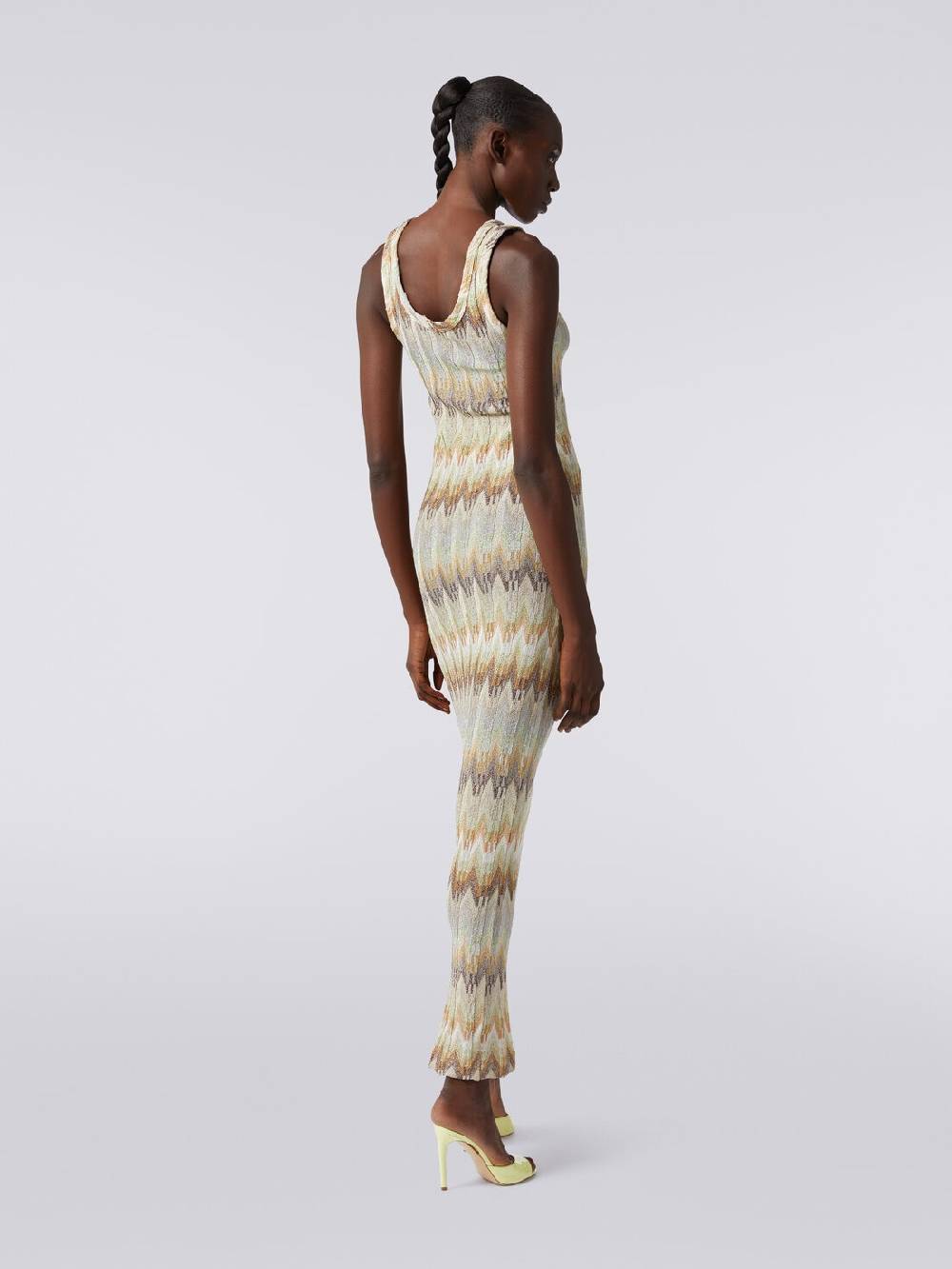 M Missoni Abito lungo smanicato in viscosa zig zag con lurex Fino Al -60%