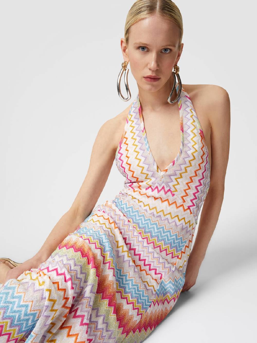 M Missoni Abito lungo in viscosa zig zag con lurex Shopping Online