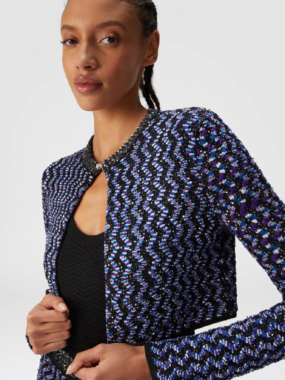 M Missoni Cardigan zig zag goffrato con paillettes Affare Del Giorno