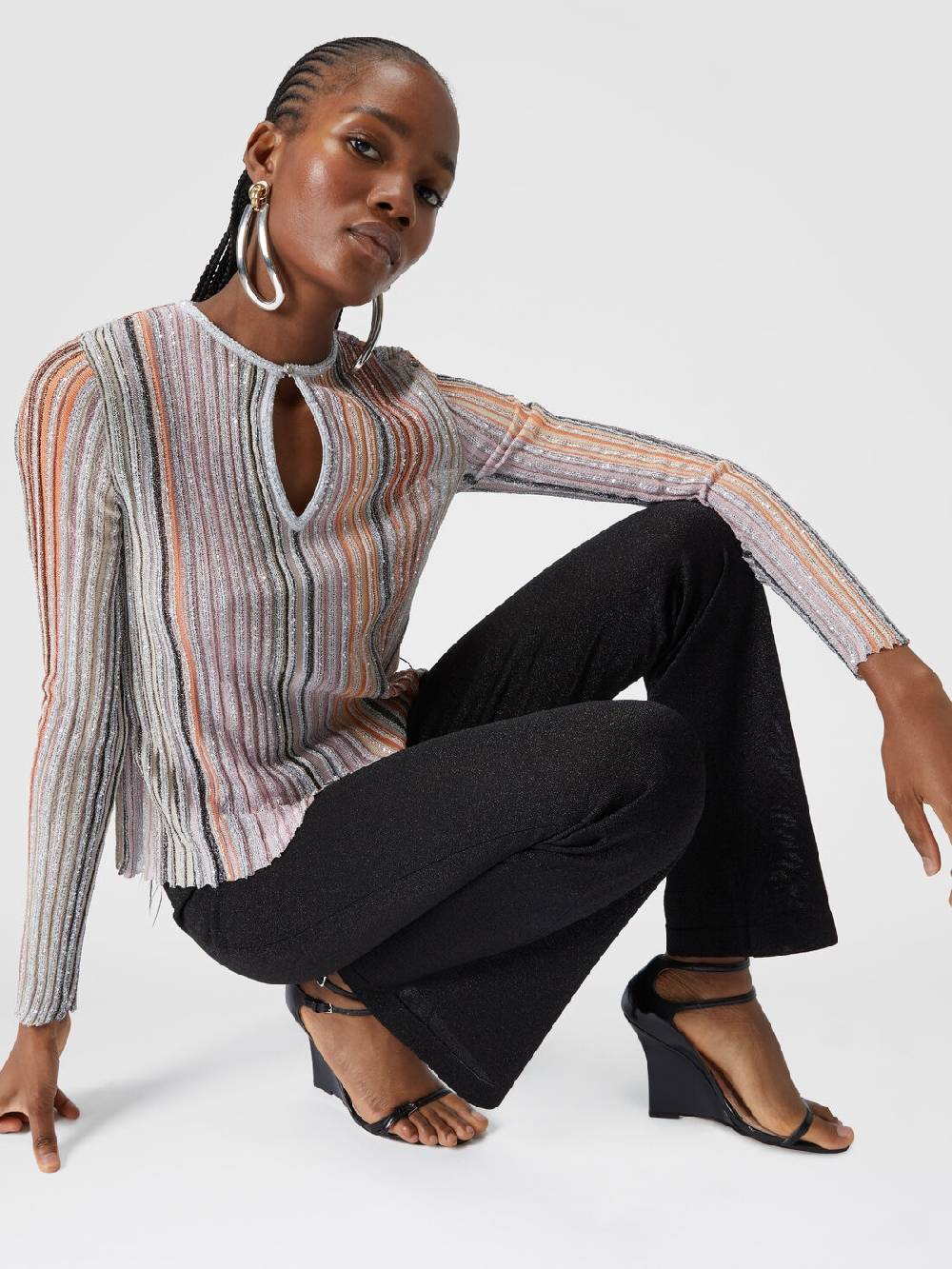 M Missoni Pantaloni dritti in viscosa effetto glitter Convenienza