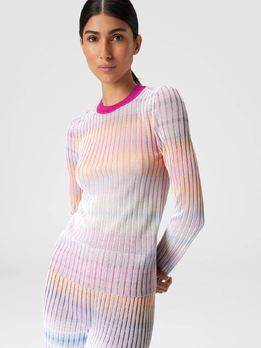 M Missoni Maglia girocollo a coste con colletto a contrasto Novità