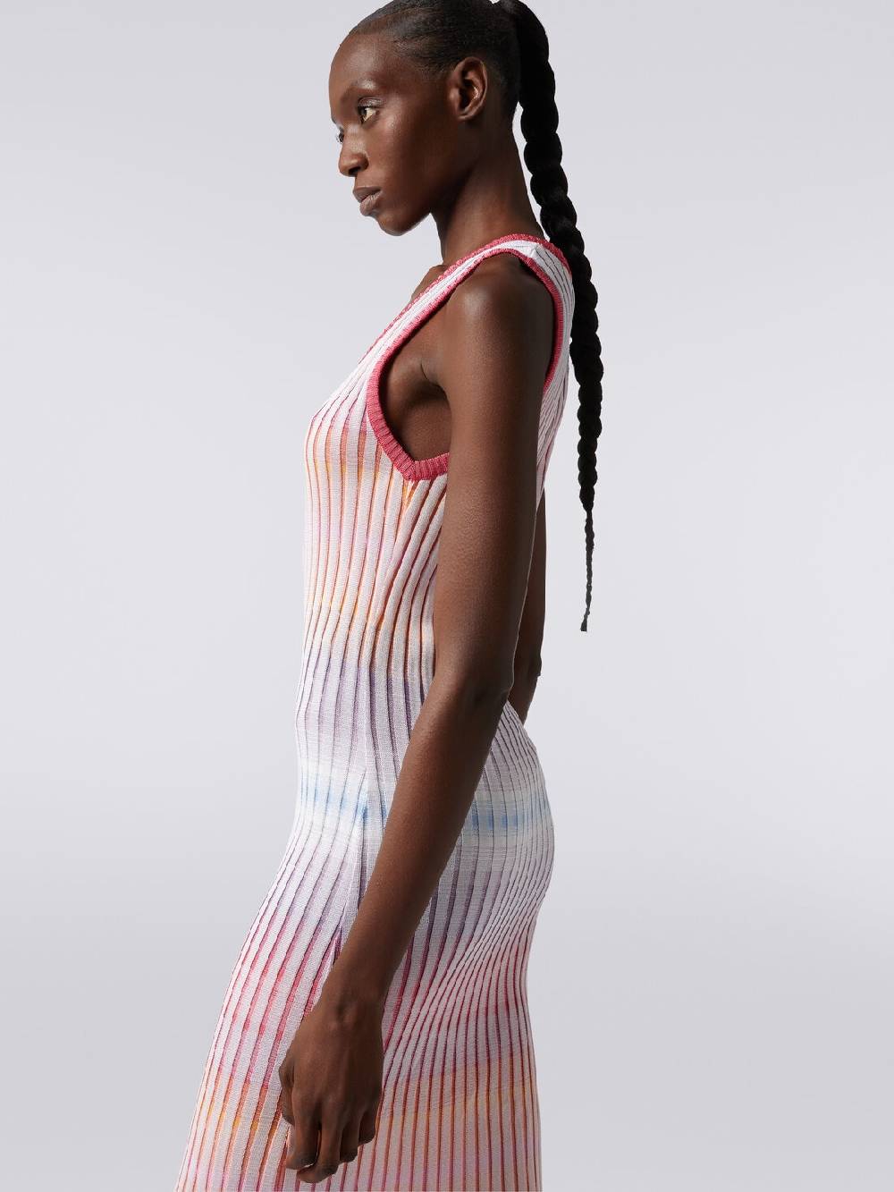 M Missoni Abito lungo in viscosa a coste Sconto