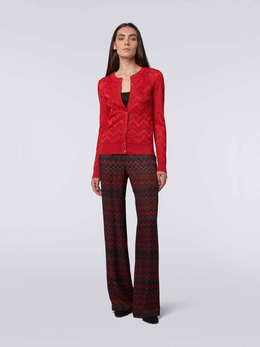 M Missoni Cardigan in maglia zig zag tonale con lurex Economico