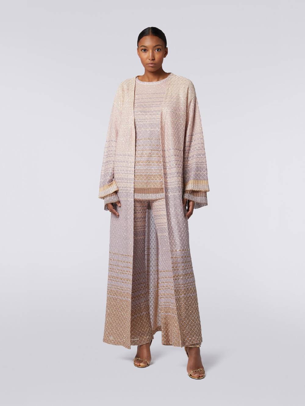 M Missoni Cardigan lungo in maglia dégradé con paillettes Online