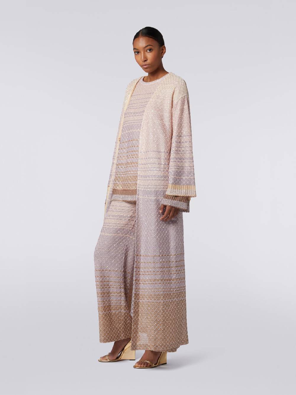M Missoni Cardigan lungo in maglia dégradé con paillettes Online
