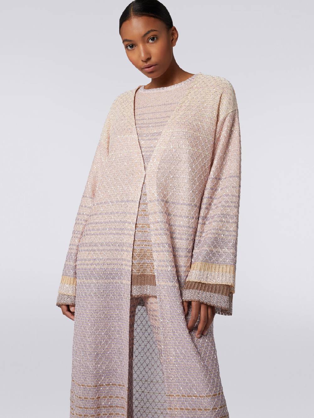 M Missoni Cardigan lungo in maglia dégradé con paillettes Online
