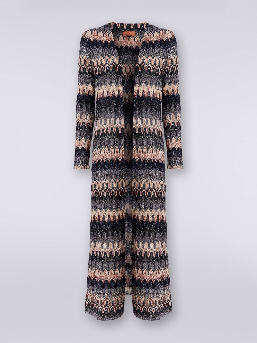 M Missoni Cardigan lungo in maglia lamé con motivo a onde effetto pizzo Outlet