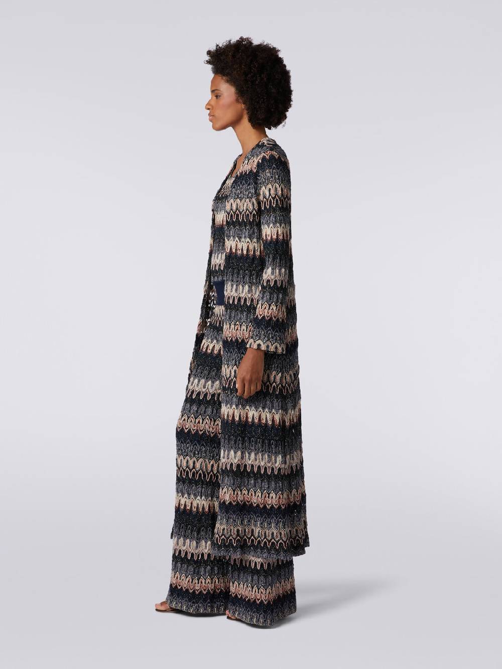 M Missoni Cardigan lungo in maglia lamé con motivo a onde effetto pizzo Outlet