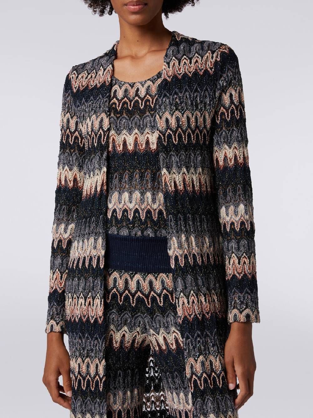 M Missoni Cardigan lungo in maglia lamé con motivo a onde effetto pizzo Outlet