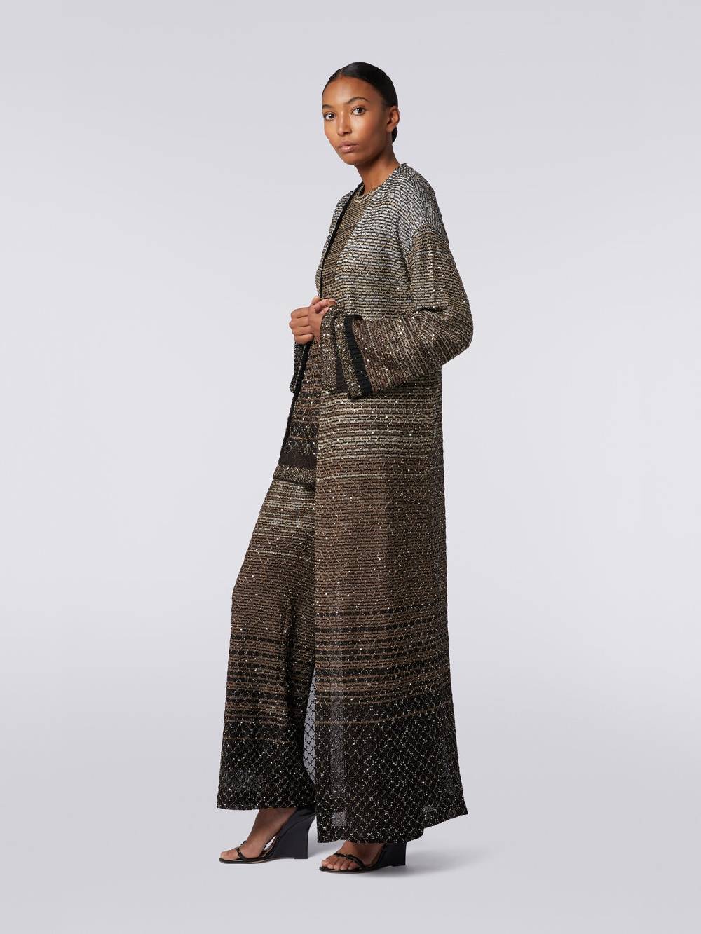 M Missoni Cardigan lungo in maglia dégradé con paillettes In Vendita