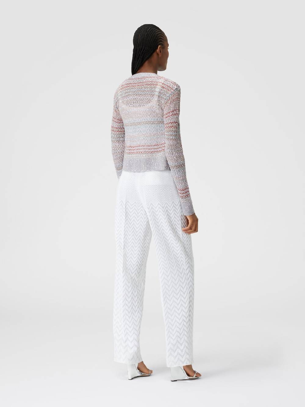 M Missoni Cardigan corto in maglia a rete con paillettes Vendita Calda