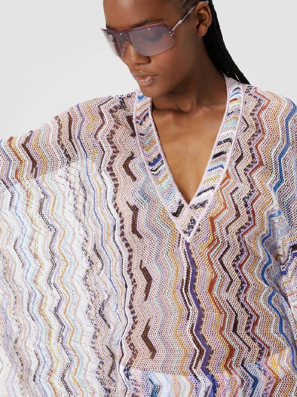 M Missoni Caftano copricostume corto in crochet zig zag con lurex In Saldo