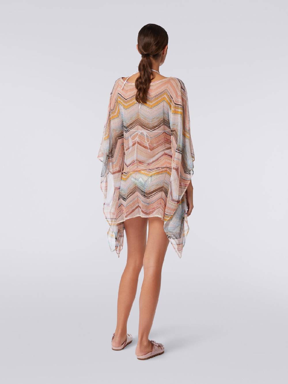M Missoni Caftano copricostume corto in misto viscosa zig zag con lurex Spedizione gratuita