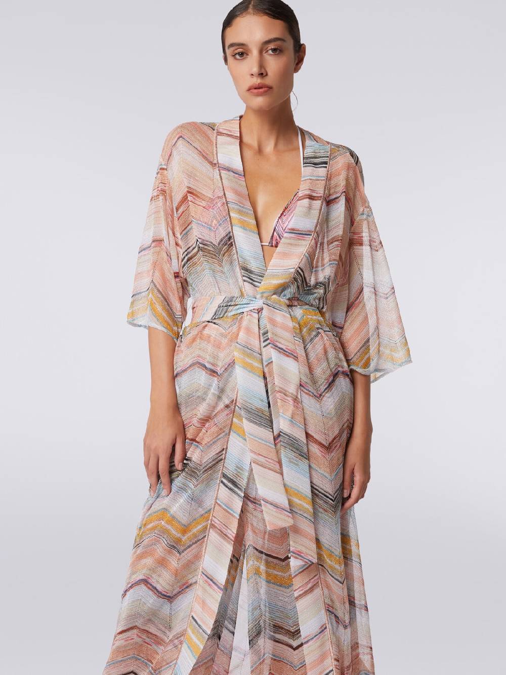 M Missoni Copricostume lungo a vestaglia chevron con lurex Negozio online di fabbrica