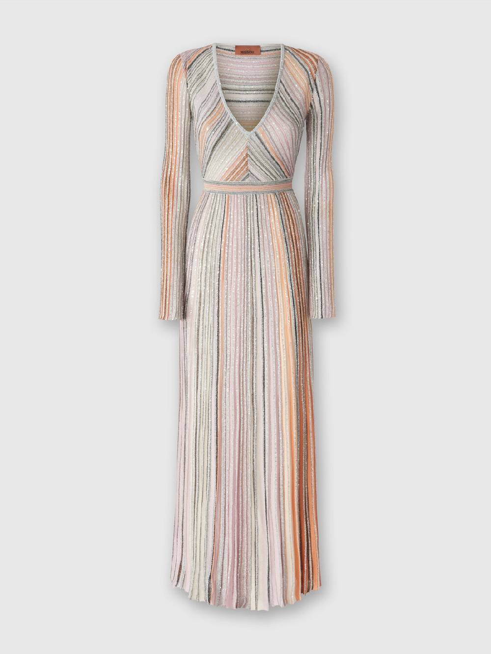 M Missoni Abito lungo in maglia plissée lamé Offerta speciale