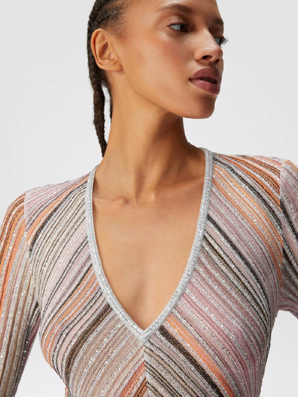M Missoni Abito lungo in maglia plissée lamé Offerta speciale
