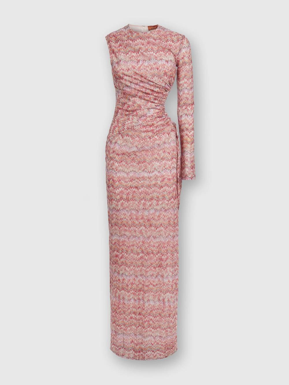 M Missoni Abito lungo monospalla con dettaglio cut-out e spacco Grande vendita