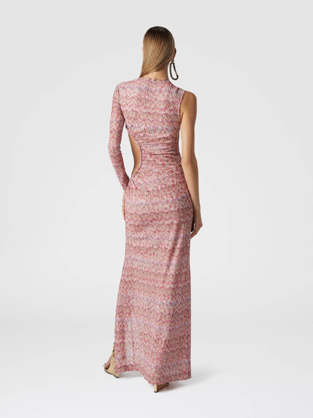 M Missoni Abito lungo monospalla con dettaglio cut-out e spacco Grande vendita